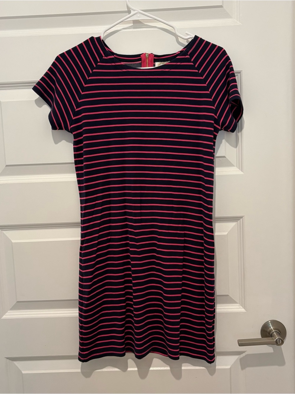 Sail to Sable Navy and Pink Striped Short-Sleeve Dress